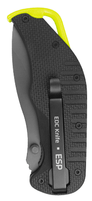 Folding EDC knife EK-BY-01 for everyday carry (black handle, yellow tip)