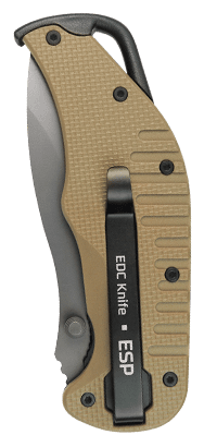 Folding EDC knife EK-KB-01 for everyday carry (khaki handle, black tip)