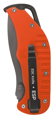 Folding EDC knife EK-OB-01 for everyday carry (orange handle, black tip)